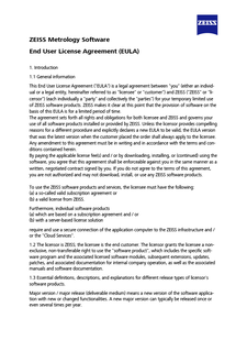 Náhled obrázku ZEISS Metrology Software End User License Agreement (EULA)