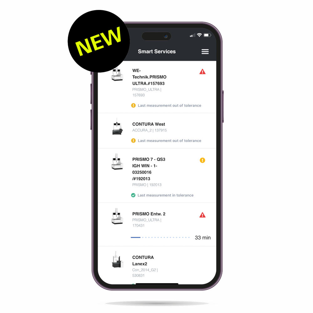 Mobilní přehled panelu ZEISS Smart Services Dashboard