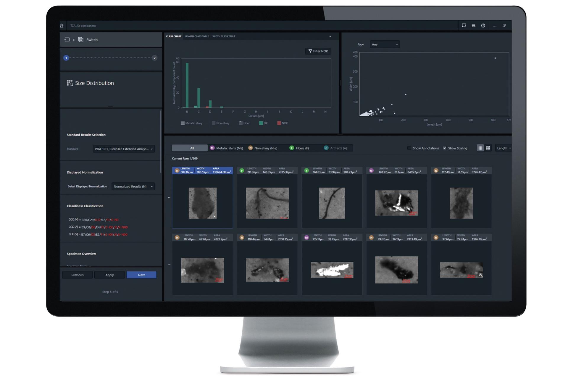 vyhodnocení s ZEISS ZEN core Analýza technické čistoty