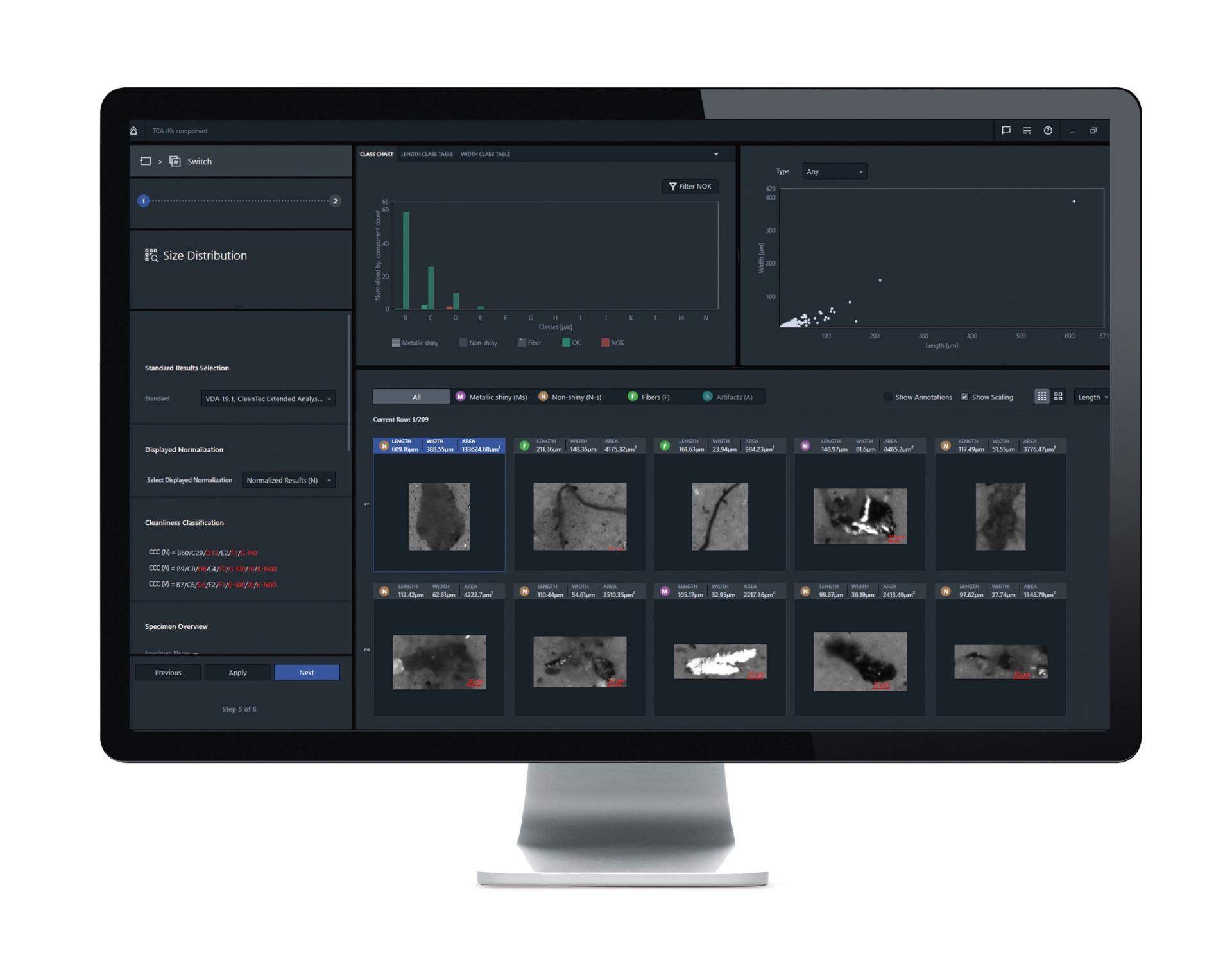 vyhodnocení s ZEISS ZEN core Analýza technické čistoty