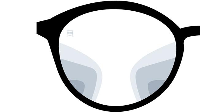 Vizualizace ZEISS progresivních brýlových čoček Precision Plus. Obrázek zobrazující pohled přes brýlové čočky.