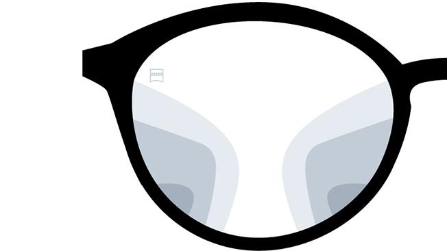 Vizualizace ZEISS progresivních brýlových čoček Precision Pure. Obrázek zobrazující pohled přes brýlové čočky.