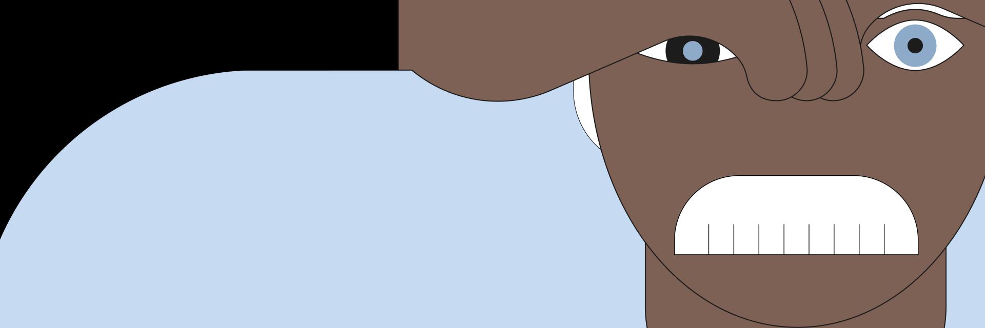 Ilustrace mnoha různých dětí a mladistvých s různě tvarovanými a barevnými brýlemi na černém pozadí. 