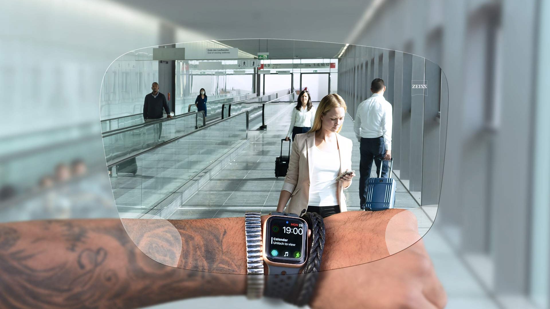 Vizualizace brýlových čoček ZEISS SmartLife Digital Individual. Obrázek zobrazující pohled přes brýlové čočky. 