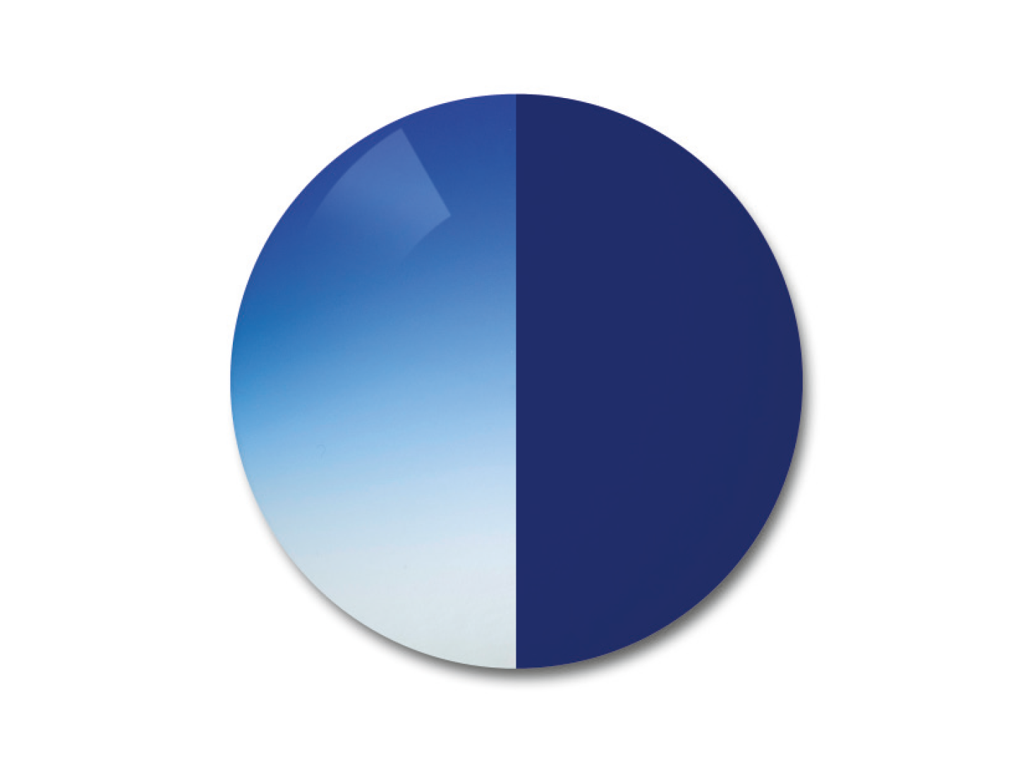 Ilustrace fotochromatických brýlových čoček ZEISS AdaptiveSun v barevném odstínu přechodová modrá 
